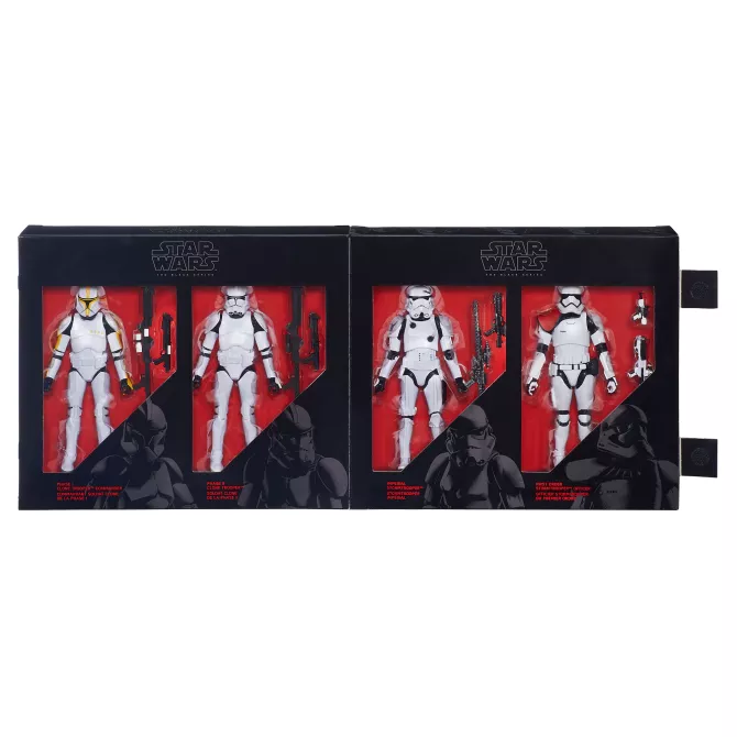 Stormtrooper 4-Pack (Phase I Clone Trooper Commander, Phase II Clone Trooper, Imperial Stormtrooper, First Order Stormtrooper Officier)